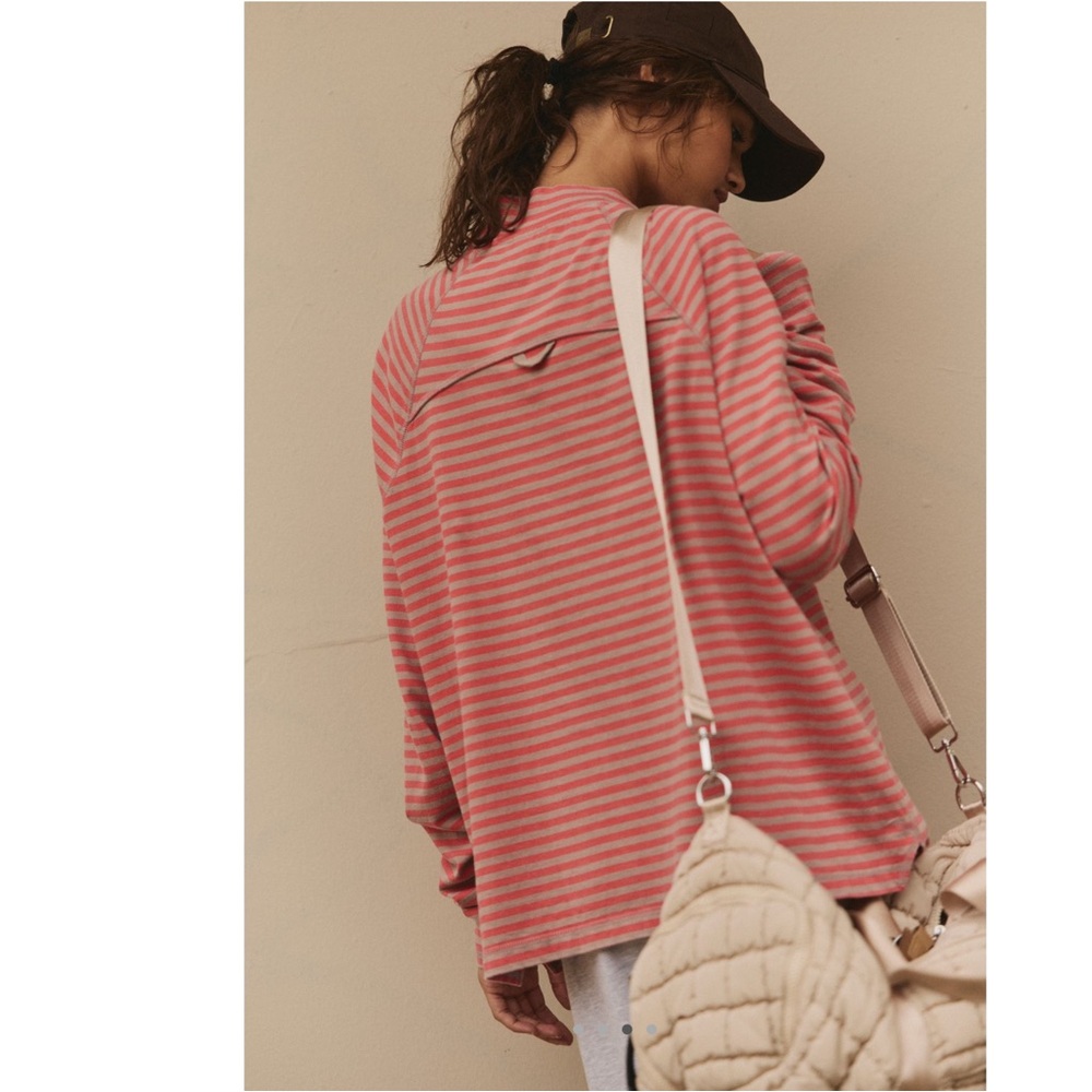 FIRM PRICE NWOT FP MOVEMENT BY FREE PEOPLE RESTORATION YARN DYE STRIPE LAYER - Picture 3 of 8